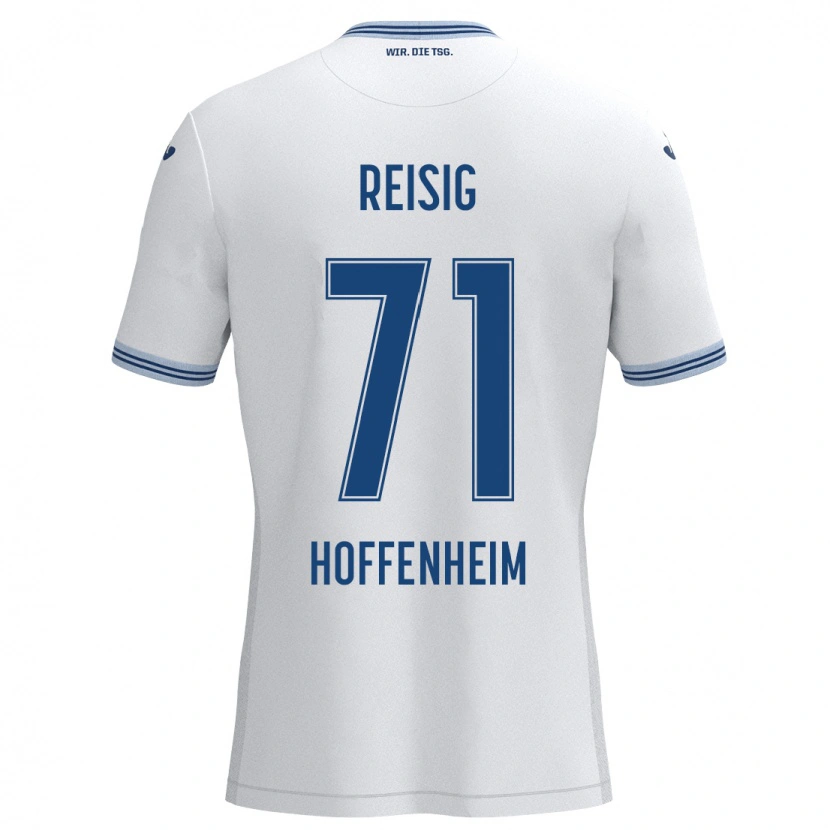 Danxen Mænd Ruben Reisig #71 Hvid Blå Udebane Spillertrøjer 2024/25 Trøje T-Shirt