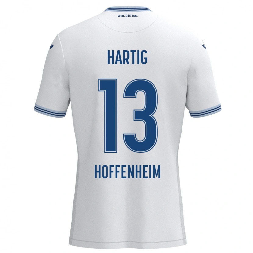 Danxen Mænd Isabella Hartig #13 Hvid Blå Udebane Spillertrøjer 2024/25 Trøje T-Shirt