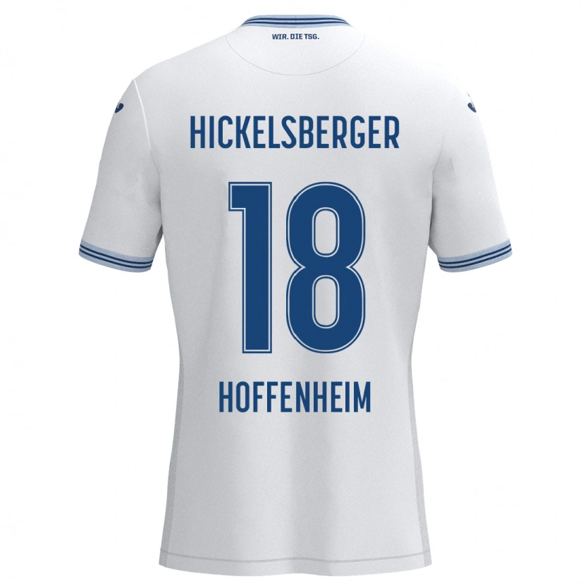 Danxen Mænd Julia Hickelsberger #18 Hvid Blå Udebane Spillertrøjer 2024/25 Trøje T-Shirt