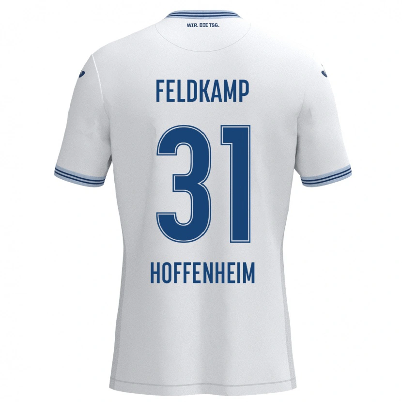 Danxen Mænd Jana Feldkamp #31 Hvid Blå Udebane Spillertrøjer 2024/25 Trøje T-Shirt