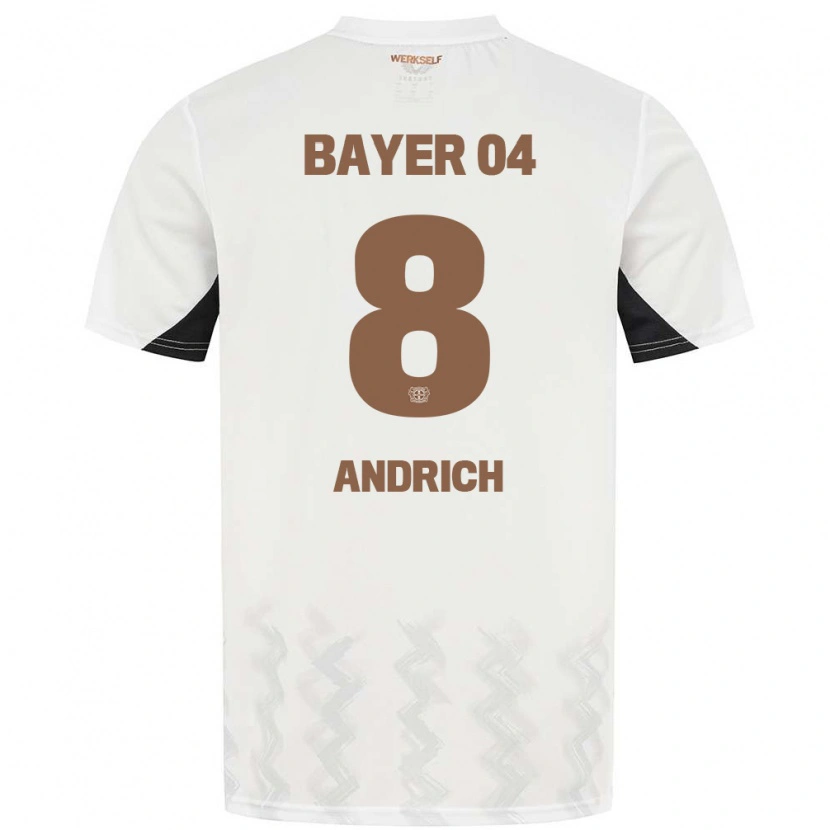 Danxen Mænd Robert Andrich #8 Hvid Sort Udebane Spillertrøjer 2024/25 Trøje T-Shirt