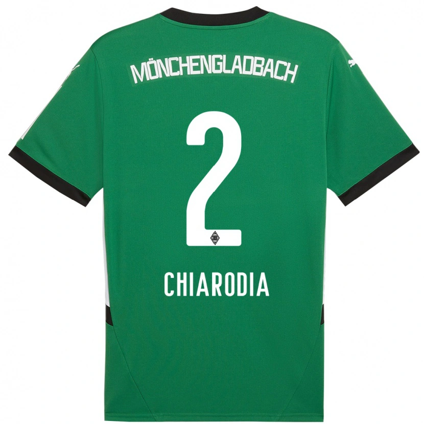 Danxen Mænd Fabio Chiarodia #2 Grøn Hvid Udebane Spillertrøjer 2024/25 Trøje T-Shirt