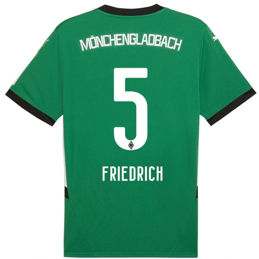 Danxen Mænd Marvin Friedrich #5 Grøn Hvid Udebane Spillertrøjer 2024/25 Trøje T-Shirt