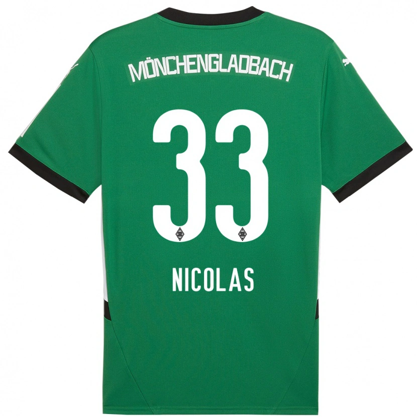 Danxen Mænd Moritz Nicolas #33 Grøn Hvid Udebane Spillertrøjer 2024/25 Trøje T-Shirt