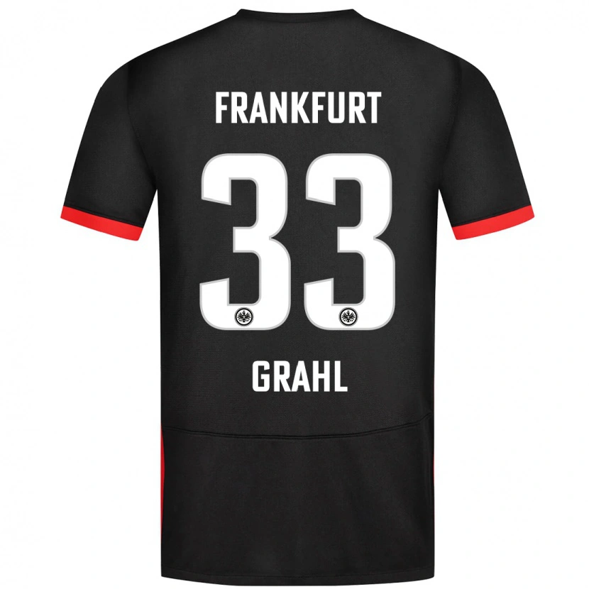 Danxen Mænd Jens Grahl #33 Sort Udebane Spillertrøjer 2024/25 Trøje T-Shirt