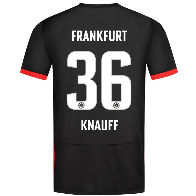 Danxen Mænd Ansgar Knauff #36 Sort Udebane Spillertrøjer 2024/25 Trøje T-Shirt