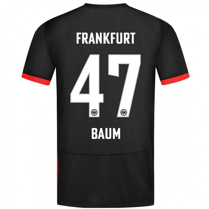 Danxen Mænd Elias Baum #47 Sort Udebane Spillertrøjer 2024/25 Trøje T-Shirt