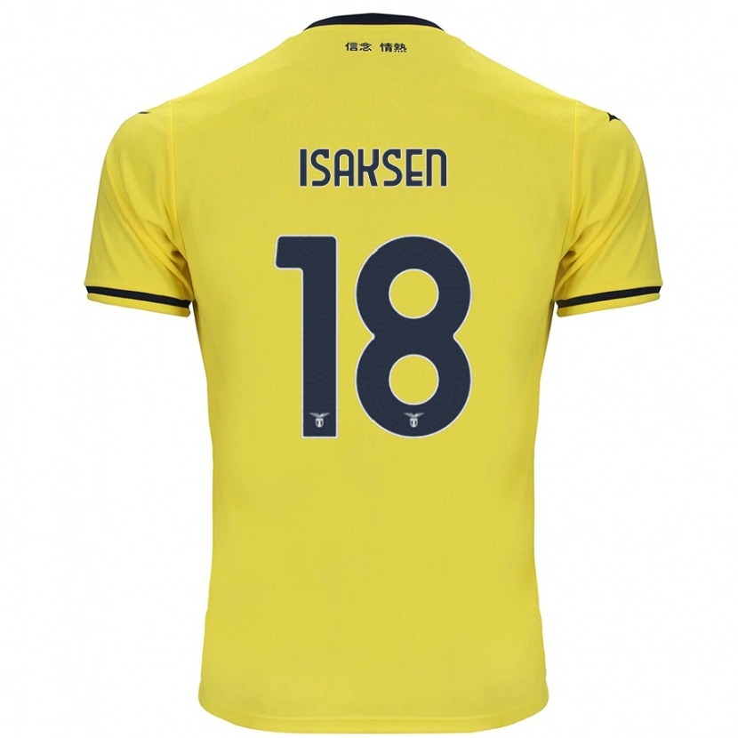 Danxen Mænd Gustav Isaksen #18 Gul Udebane Spillertrøjer 2024/25 Trøje T-Shirt