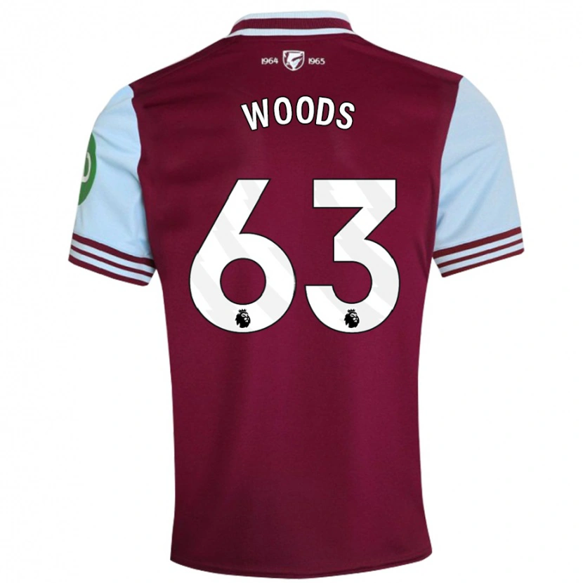 Danxen Kvinder Archie Woods #63 Mørkerød Hjemmebane Spillertrøjer 2024/25 Trøje T-Shirt