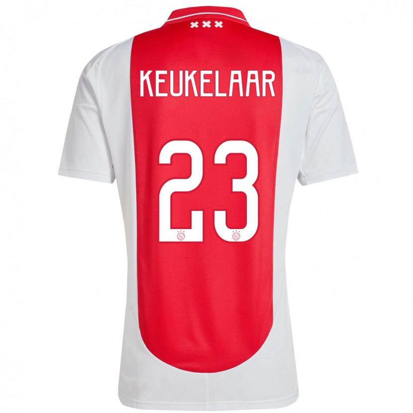 Danxen Kvinder Lotte Keukelaar #23 Rød Hvid Hjemmebane Spillertrøjer 2024/25 Trøje T-Shirt