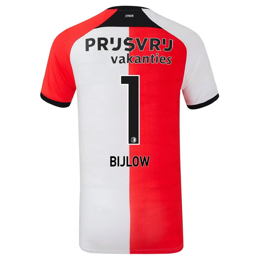 Danxen Kvinder Justin Bijlow #1 Rød Hvid Hjemmebane Spillertrøjer 2024/25 Trøje T-Shirt