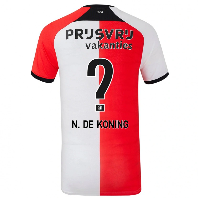 Danxen Kvinder Nick De Koning #0 Rød Hvid Hjemmebane Spillertrøjer 2024/25 Trøje T-Shirt