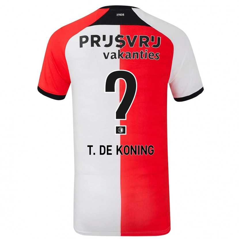 Danxen Kvinder Tim De Koning #0 Rød Hvid Hjemmebane Spillertrøjer 2024/25 Trøje T-Shirt