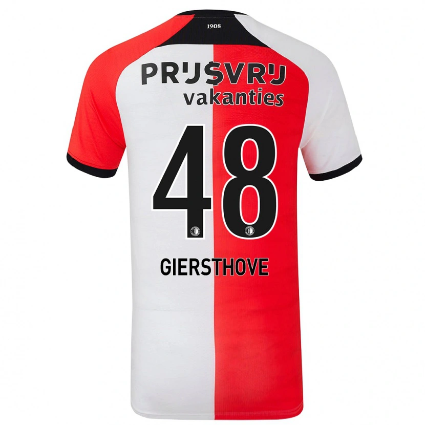 Danxen Kvinder Djomar Giersthove #48 Rød Hvid Hjemmebane Spillertrøjer 2024/25 Trøje T-Shirt