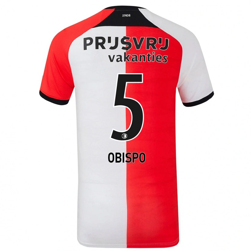 Danxen Kvinder Celainy Obispo #5 Rød Hvid Hjemmebane Spillertrøjer 2024/25 Trøje T-Shirt