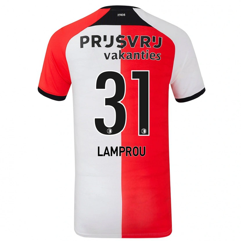 Danxen Kvinder Kostas Lamprou #31 Rød Hvid Hjemmebane Spillertrøjer 2024/25 Trøje T-Shirt