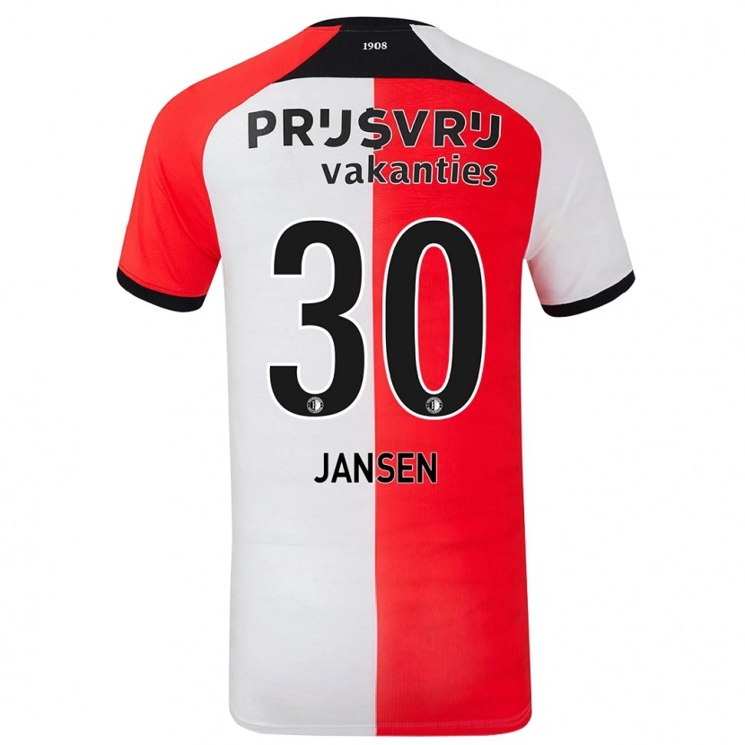 Danxen Kvinder Thijs Jansen #30 Rød Hvid Hjemmebane Spillertrøjer 2024/25 Trøje T-Shirt