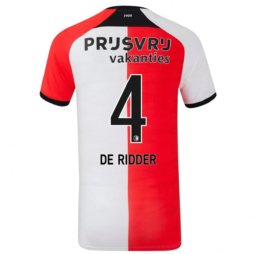 Danxen Kvinder Robine De Ridder #4 Rød Hvid Hjemmebane Spillertrøjer 2024/25 Trøje T-Shirt