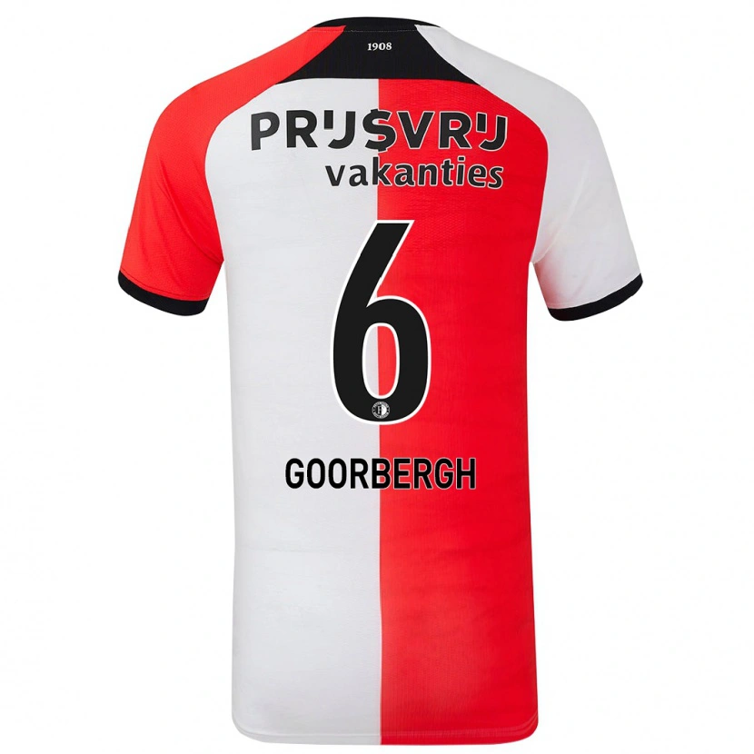 Danxen Kvinder Cheyenne Van Den Goorbergh #6 Rød Hvid Hjemmebane Spillertrøjer 2024/25 Trøje T-Shirt