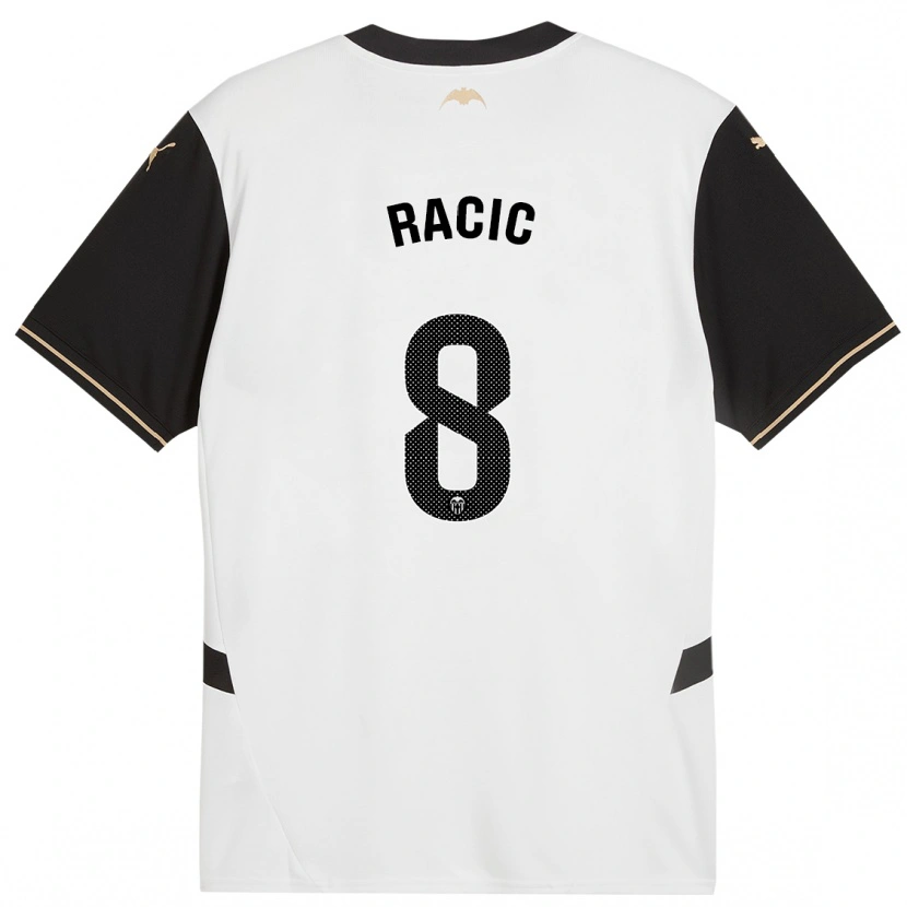 Danxen Kvinder Uros Racic #8 Hvid Sort Hjemmebane Spillertrøjer 2024/25 Trøje T-Shirt