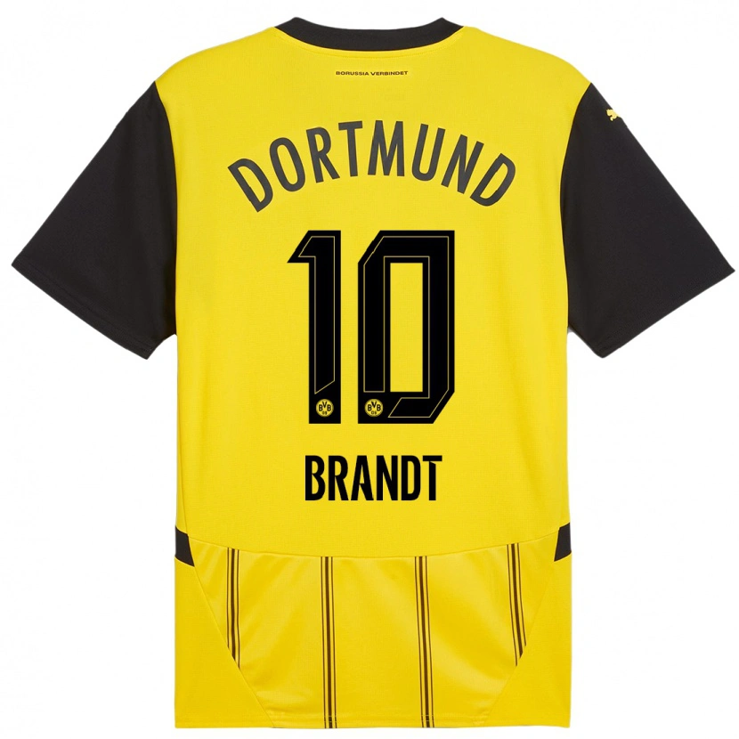 Danxen Kvinder Julian Brandt #10 Gul Sort Hjemmebane Spillertrøjer 2024/25 Trøje T-Shirt