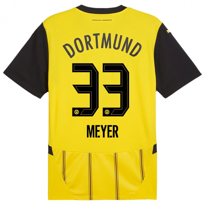 Danxen Kvinder Alexander Meyer #33 Gul Sort Hjemmebane Spillertrøjer 2024/25 Trøje T-Shirt