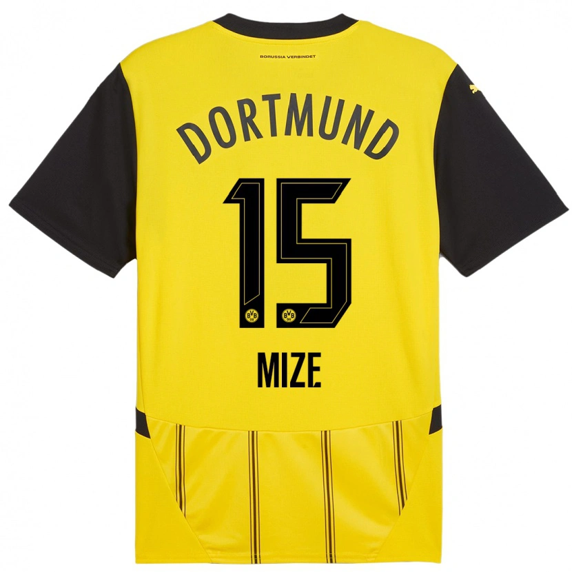 Danxen Kvinder Jack Mize #15 Gul Sort Hjemmebane Spillertrøjer 2024/25 Trøje T-Shirt