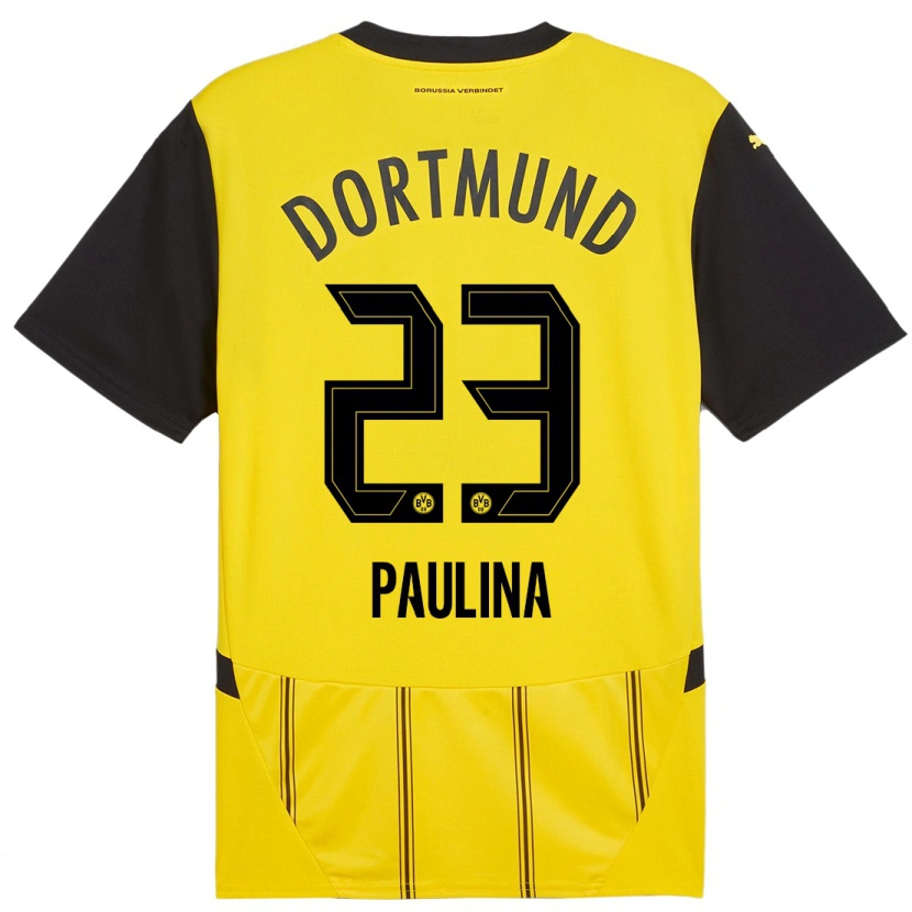 Danxen Kvinder Jordi Paulina #23 Gul Sort Hjemmebane Spillertrøjer 2024/25 Trøje T-Shirt