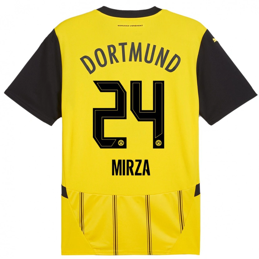 Danxen Kvinder Marwan-Omir Mirza #24 Gul Sort Hjemmebane Spillertrøjer 2024/25 Trøje T-Shirt