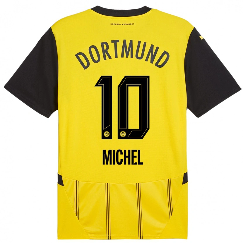 Danxen Kvinder Falko Michel #10 Gul Sort Hjemmebane Spillertrøjer 2024/25 Trøje T-Shirt