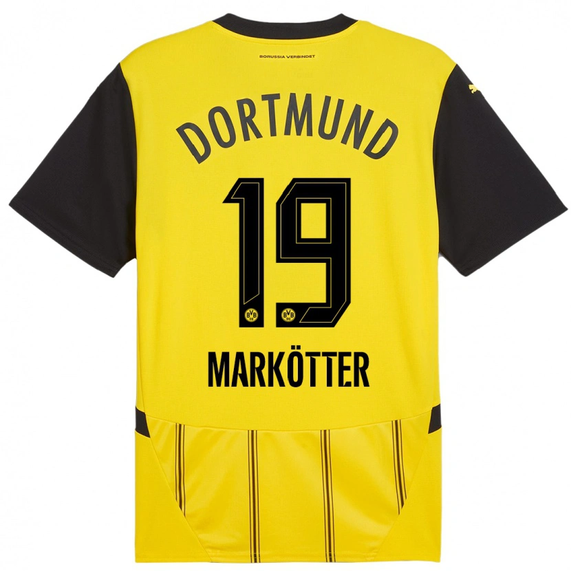 Danxen Kvinder Jonah Markötter #19 Gul Sort Hjemmebane Spillertrøjer 2024/25 Trøje T-Shirt