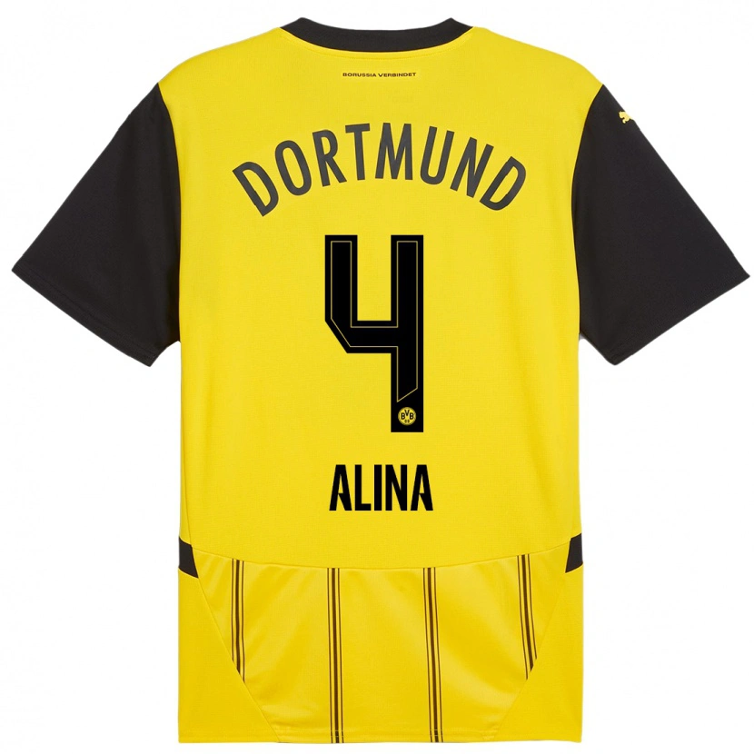 Danxen Kvinder Grijseels Alina #4 Gul Sort Hjemmebane Spillertrøjer 2024/25 Trøje T-Shirt