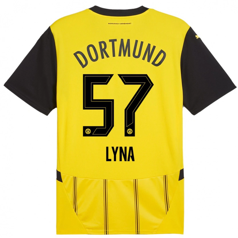 Danxen Kvinder Schwarz Lyna #57 Gul Sort Hjemmebane Spillertrøjer 2024/25 Trøje T-Shirt