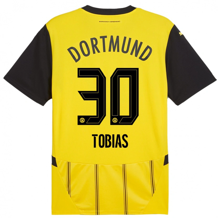Danxen Kvinder Vogt Tobias #30 Gul Sort Hjemmebane Spillertrøjer 2024/25 Trøje T-Shirt