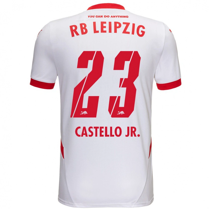 Danxen Kvinder Castello Lukeba #23 Hvid Rød Hjemmebane Spillertrøjer 2024/25 Trøje T-Shirt