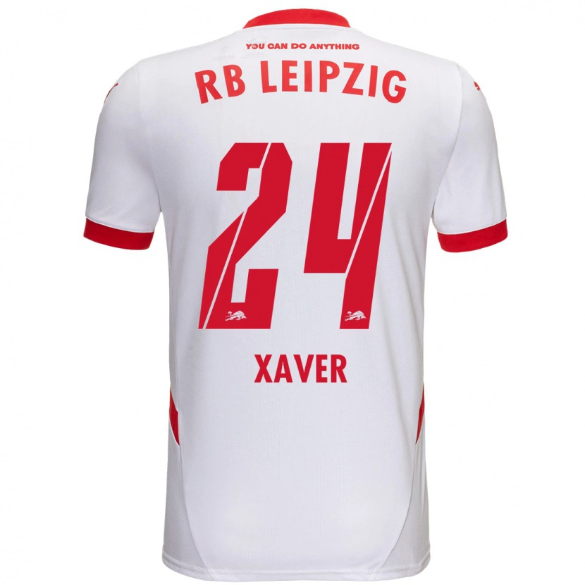 Danxen Kvinder Xaver Schlager #24 Hvid Rød Hjemmebane Spillertrøjer 2024/25 Trøje T-Shirt