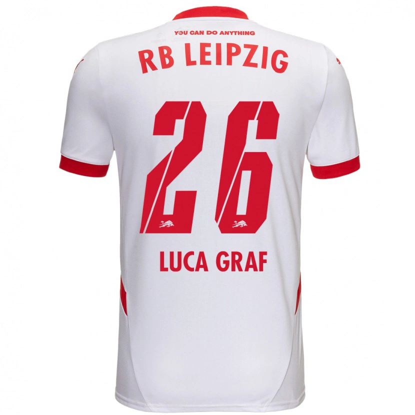 Danxen Kvinder Luca Marie Graf #26 Hvid Rød Hjemmebane Spillertrøjer 2024/25 Trøje T-Shirt