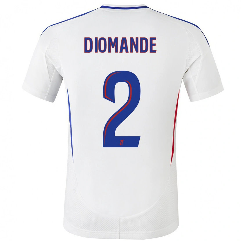Danxen Kvinder Sinaly Diomandé #2 Hvid Blå Hjemmebane Spillertrøjer 2024/25 Trøje T-Shirt