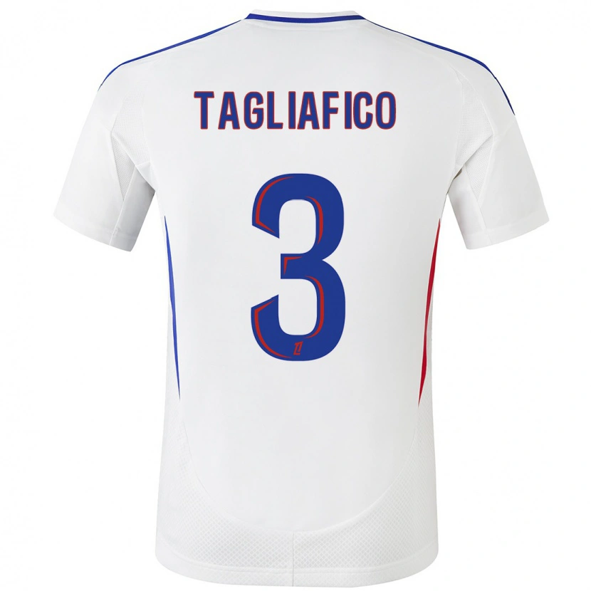 Danxen Kvinder Nicolás Tagliafico #3 Hvid Blå Hjemmebane Spillertrøjer 2024/25 Trøje T-Shirt