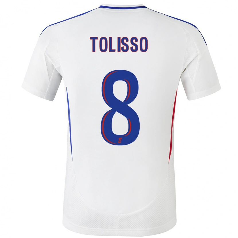Danxen Kvinder Corentin Tolisso #8 Hvid Blå Hjemmebane Spillertrøjer 2024/25 Trøje T-Shirt