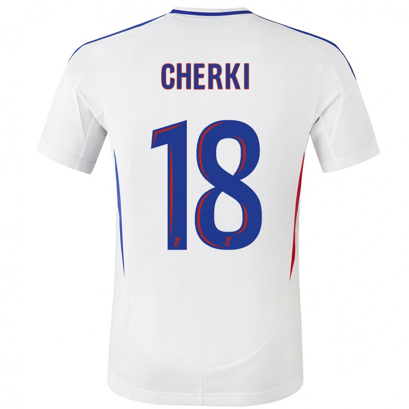 Danxen Kvinder Rayan Cherki #18 Hvid Blå Hjemmebane Spillertrøjer 2024/25 Trøje T-Shirt