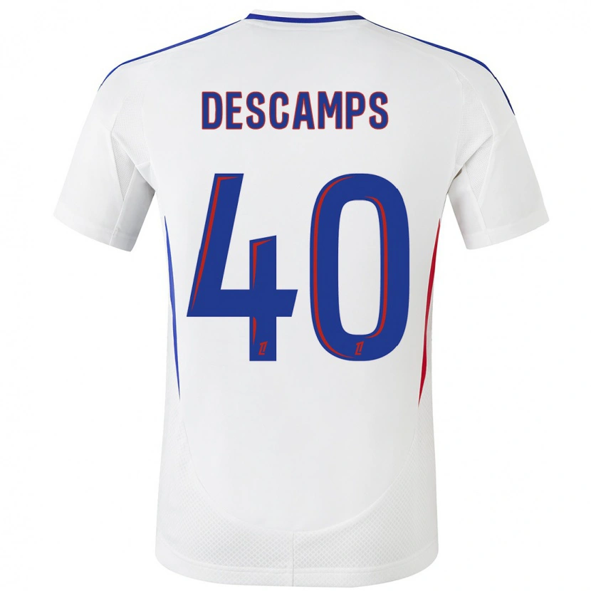 Danxen Kvinder Rémy Descamps #40 Hvid Blå Hjemmebane Spillertrøjer 2024/25 Trøje T-Shirt