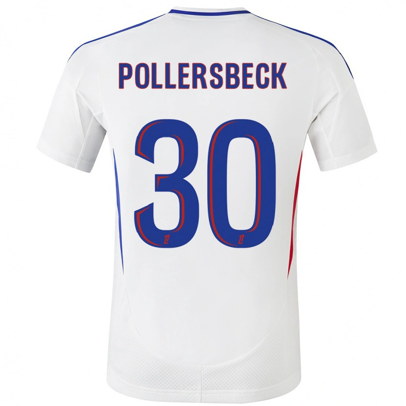 Danxen Kvinder Julian Pollersbeck #30 Hvid Blå Hjemmebane Spillertrøjer 2024/25 Trøje T-Shirt