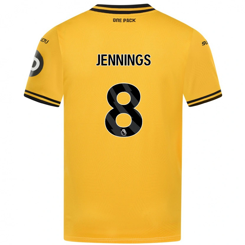 Danxen Kvinder Shannie Jennings #8 Gul Hjemmebane Spillertrøjer 2024/25 Trøje T-Shirt
