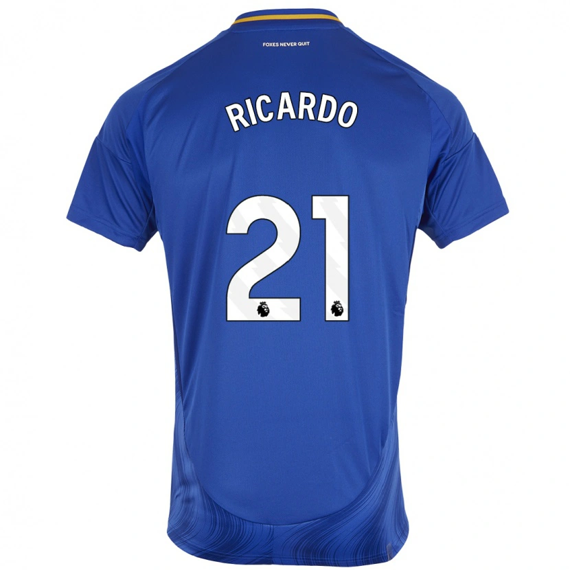 Danxen Kvinder Ricardo Pereira #21 Blå Hvid Hjemmebane Spillertrøjer 2024/25 Trøje T-Shirt