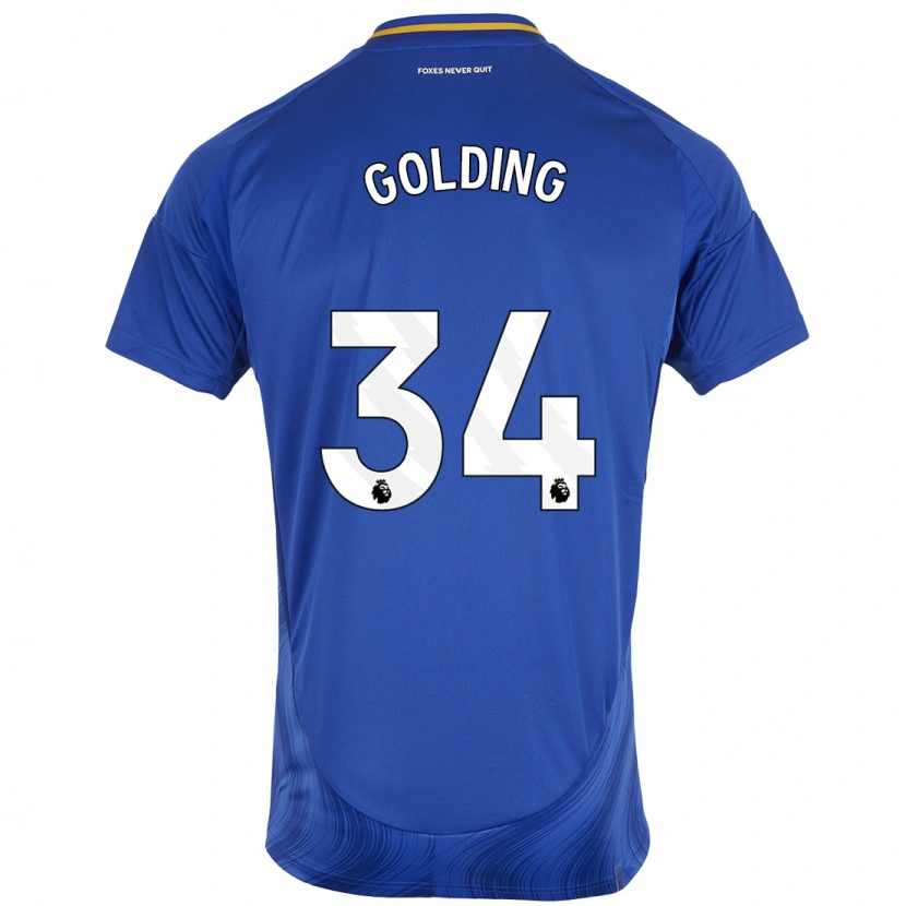Danxen Kvinder Michael Golding #34 Blå Hvid Hjemmebane Spillertrøjer 2024/25 Trøje T-Shirt