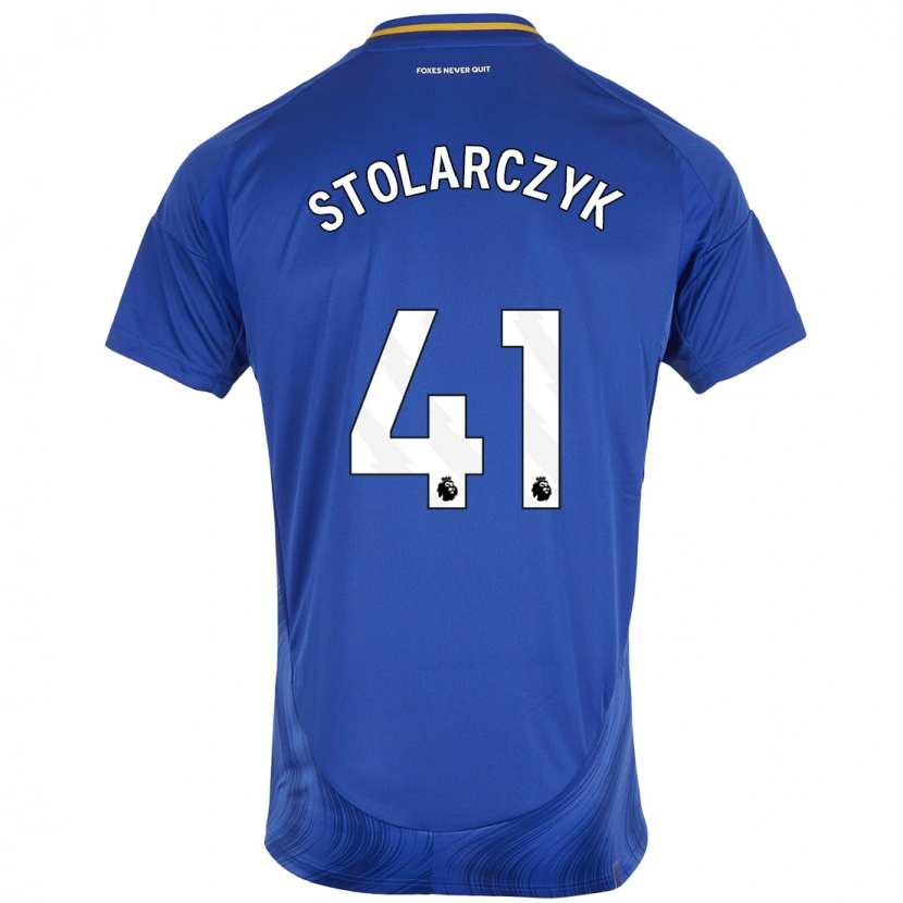 Danxen Kvinder Jakub Stolarczyk #41 Blå Hvid Hjemmebane Spillertrøjer 2024/25 Trøje T-Shirt