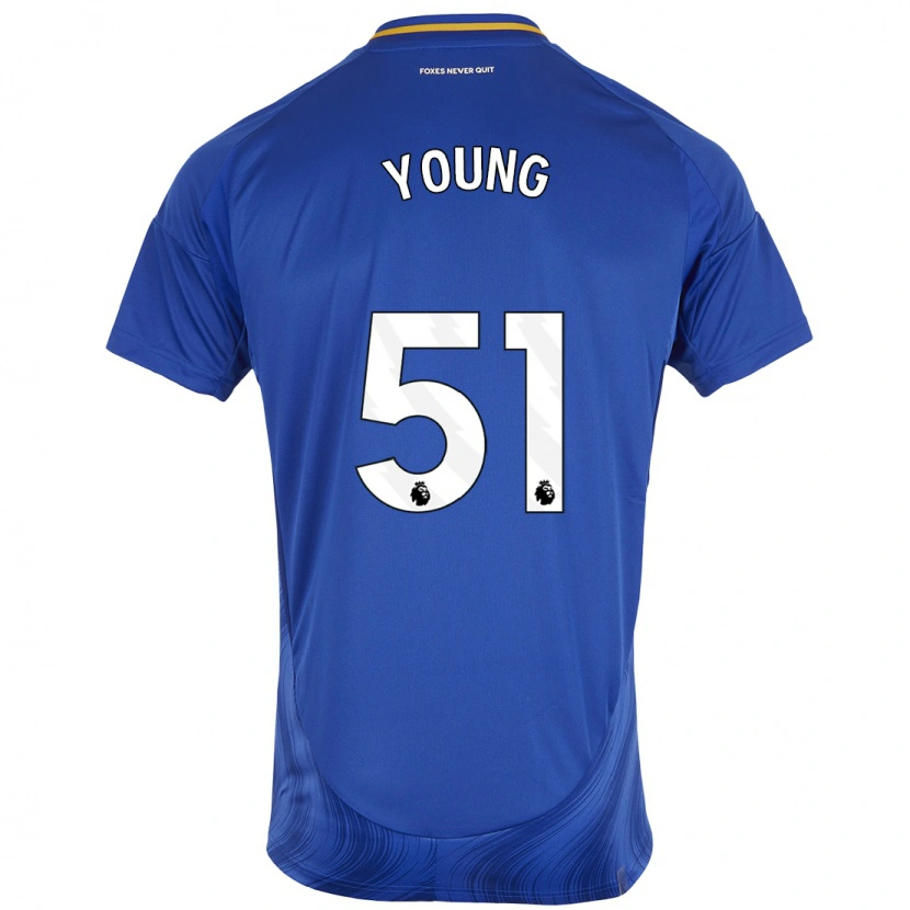 Danxen Kvinder Brad Young #51 Blå Hvid Hjemmebane Spillertrøjer 2024/25 Trøje T-Shirt