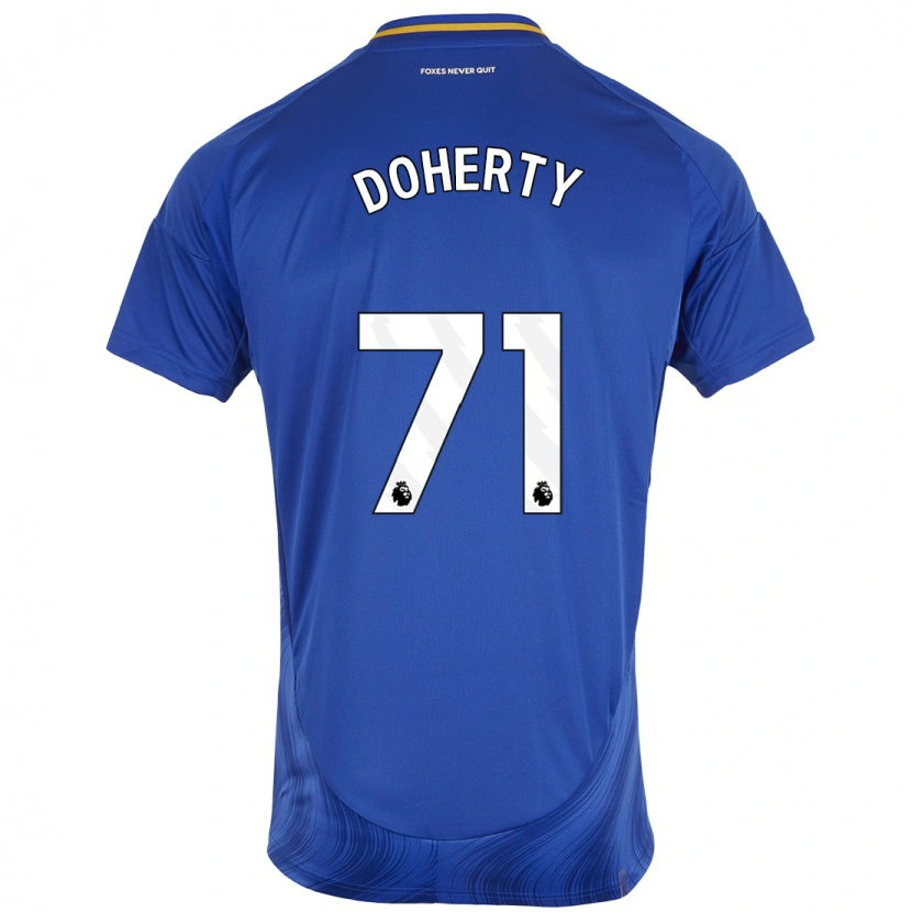 Danxen Kvinder Arlo Doherty #71 Blå Hvid Hjemmebane Spillertrøjer 2024/25 Trøje T-Shirt