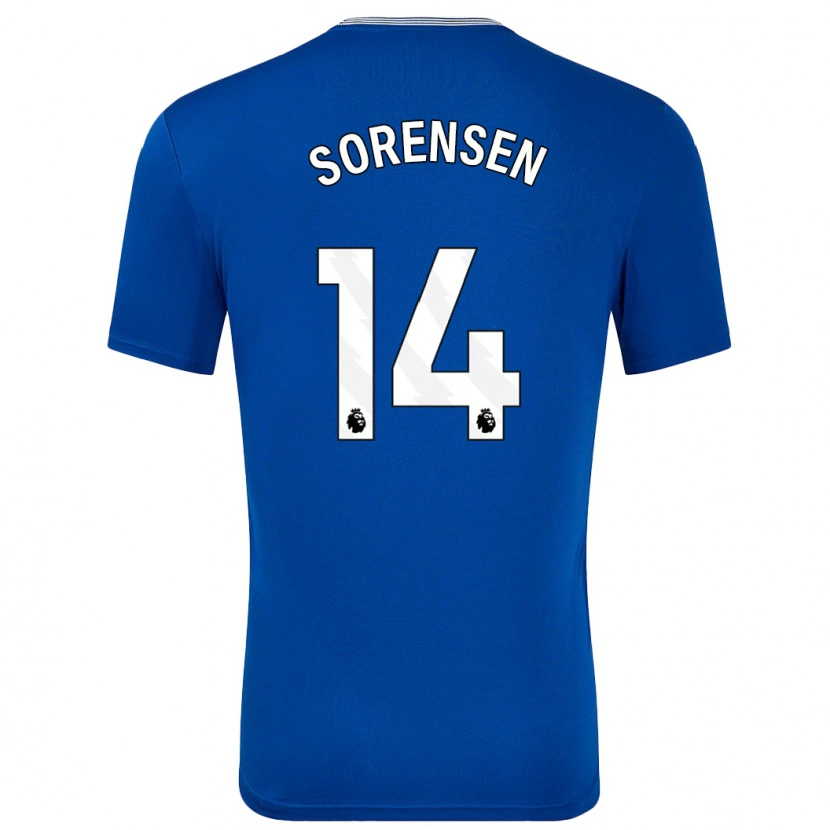 Danxen Kvinder Nicoline Sorensen #14 Blå Med Hjemmebane Spillertrøjer 2024/25 Trøje T-Shirt